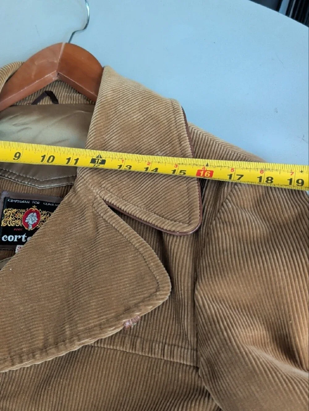 Vintage Cortefiel Corduroy Belted Trench Coat Jacket Brown SZ 38 Cozy HeavyDuty